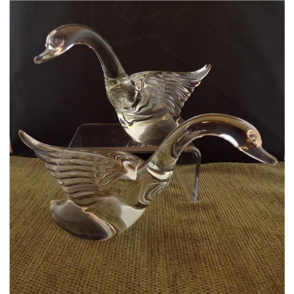 Matched Pair of Glass Canadian Geese Figurines