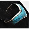 Image 2 : Navajo Sterling Inlay Turquoise Ring, Size 6.75