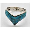 Image 5 : Navajo Sterling Inlay Turquoise Ring, Size 6.75