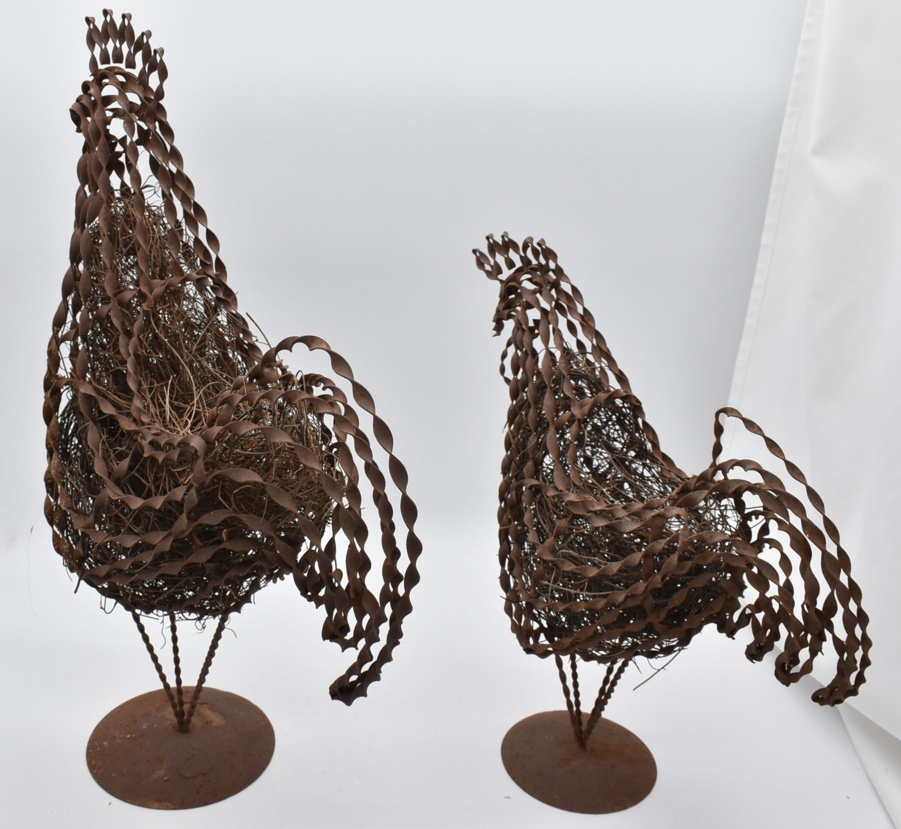Rustic Metal Art Rooster and Hen