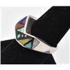 Image 2 : Navajo Sandcast Sterling Inlay Ring, Size 8
