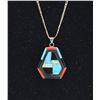 Image 1 : Navajo Sterling Inlay Pendant Necklace by Adakai