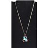 Image 2 : Navajo Sterling Inlay Pendant Necklace by Adakai