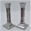 Image 1 : Aluminum Multi-Colored Inlay Candleholders