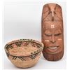 Image 1 : African Multi-Toned Coiled Basket and Wood Mask