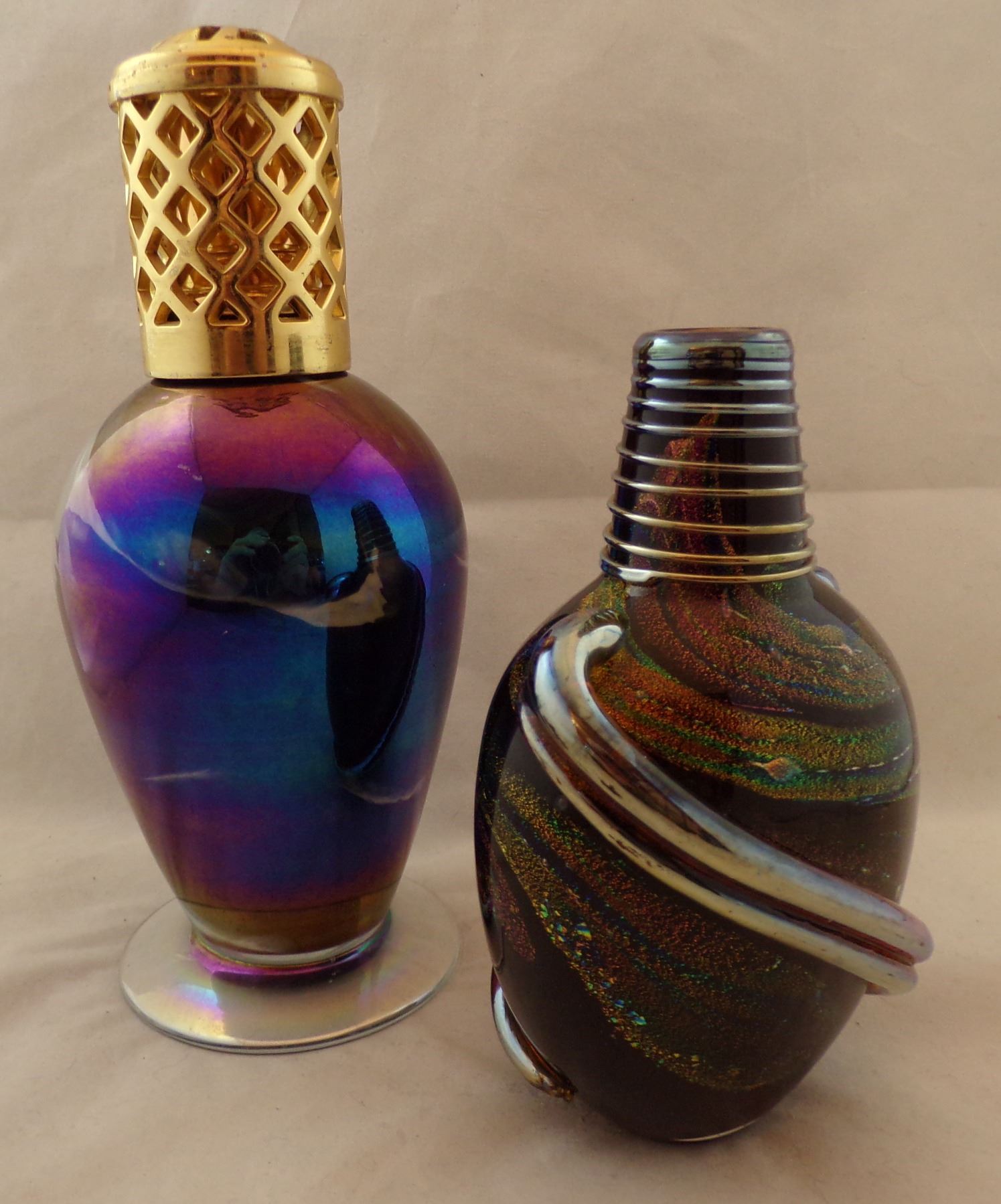 Glass Oil Lamp & Dichroic Decorative Glass Bottle