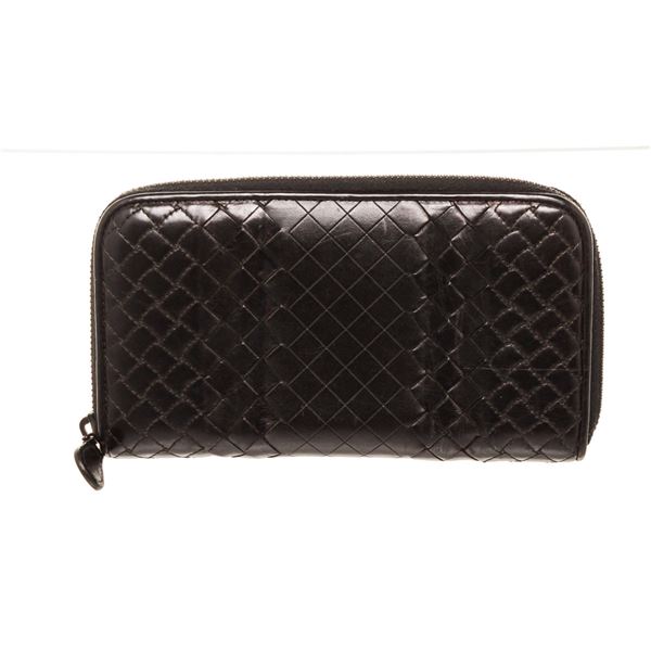 Bottega Venetta Black Leather Wallet