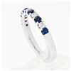 Image 8 : 18K White Gold .90 ctw Round Brilliant Diamond & Sapphire Wedding Band Stack Rin