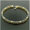 Image 4 : 14k Solid Yellow Gold 5.13 ctw Round Sapphire & Diamond Line Tennis Bracelet