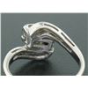 Image 4 : Vintage Estate Etched 14k White Gold Prong Set Dual Round Brilliant Diamond Ring