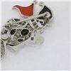 Image 7 : Vintage 18k White Gold Diamond Black Onyx and Coral Clown Brooch Pin