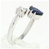 Image 3 : NEW 18K White Gold 2.71 ctw GIA Heart Blue Sapphire Diamond Moi et Toi Bypass Ri