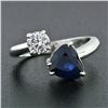 Image 5 : NEW 18K White Gold 2.71 ctw GIA Heart Blue Sapphire Diamond Moi et Toi Bypass Ri