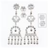 Image 3 : Elegant 18k White Gold 1.35 ctw Diamond Chandelier Milgrain Drop Dangle Earrings
