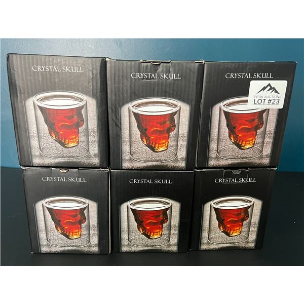 *NEW* Lot of 6 Crystal Skull Shot Glasses
