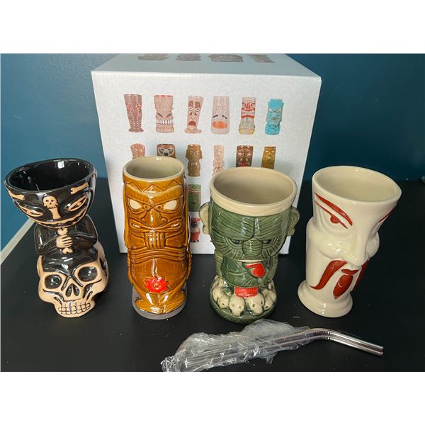 *NEW* Lot of Tiki Mugs (Assorted Designs) - 4PCS