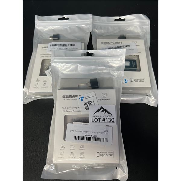 *NEW* Lot of 3 USB Flash Drives for iPhone (128GB)