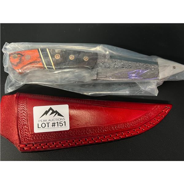 *NEW* Lot of 1 Damascus Steel Hunting Knife w/ Sheath
