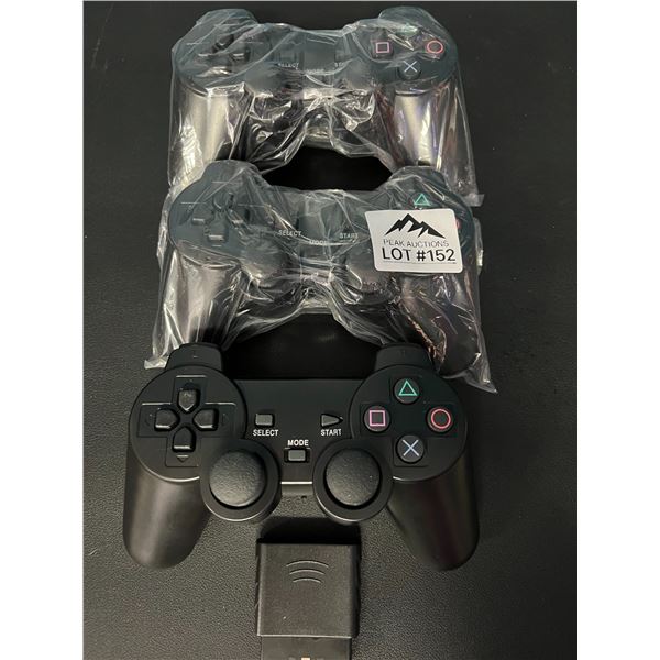 *NEW* Lot of 3 Playstation 3 Controllers w/ Wireless Adapters