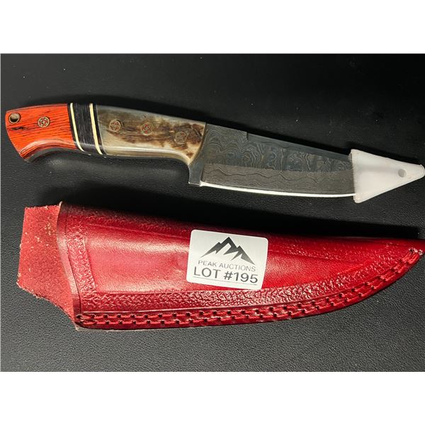 *NEW* Lot of 1 Damascus Steel Hunting Knife w/ Sheath