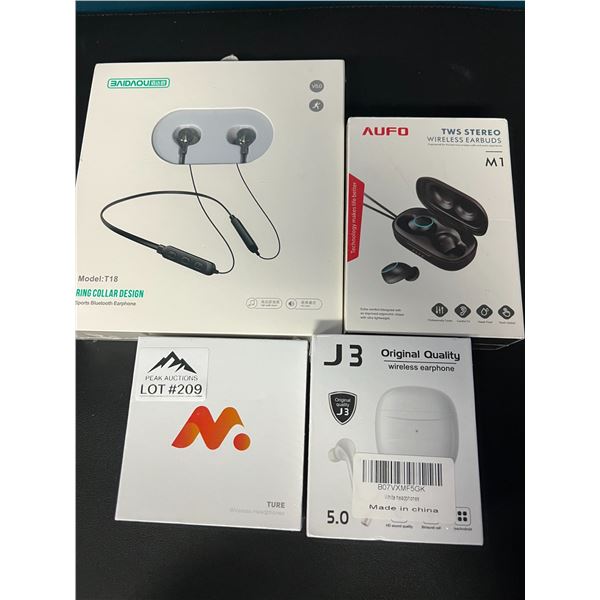 *NEW* Lot of 4 Assorted Wireless Bluetooth Earbuds