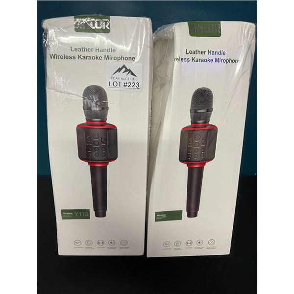 *NEW* Lot of 2 Wireless Karaoke Microphones w/ Leather Handle