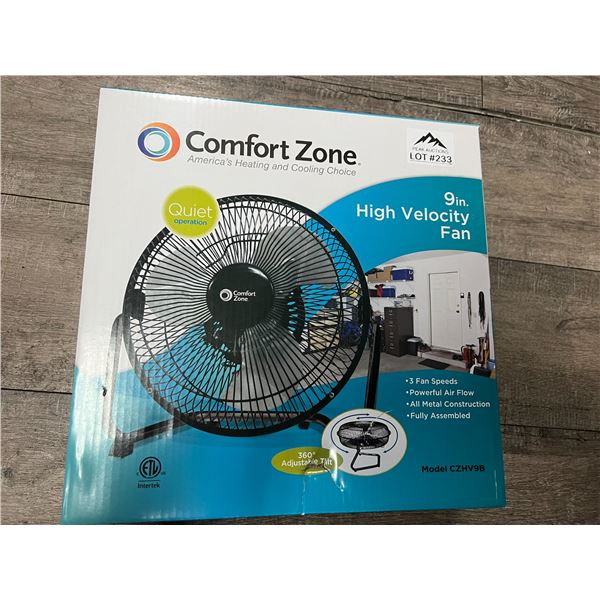 *NEW* Lot of 1 ComfortZone 9in High Velocity Fan