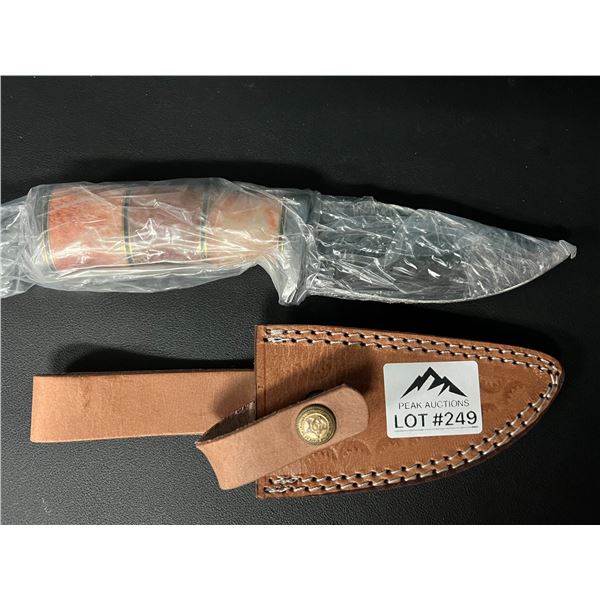 *NEW* Lot of 1 Damascus Steel Hunting Knife w/ Sheath