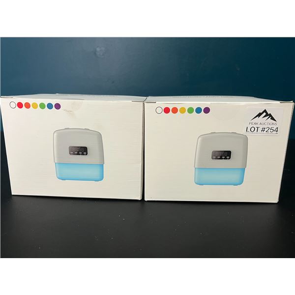 *NEW* Lot of 2 LED Colour Changing Night Lights/White Noise/Alarm Clocks