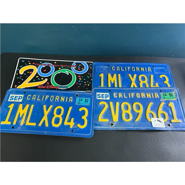 *USED* Lot of 4 Assorted License Plates (California & Walt Disney)