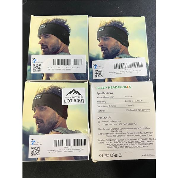 *NEW* Lot of 4 Sleep Headphones - Bluetooth Sports Headband Earphones