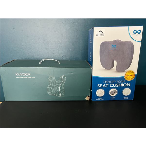*NEW* Lot of 2 Ergonomic Cushions/Pillows (Memory Foam Seat Cushion & Lumbar Support Pillow)
