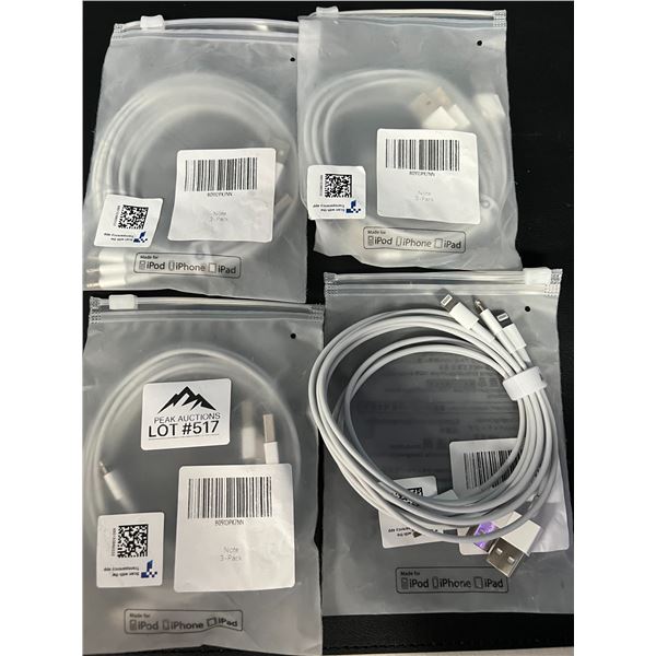 *NEW* Lot of 4 Packs iPhone/Lightning Chargers (3pcs per pack)
