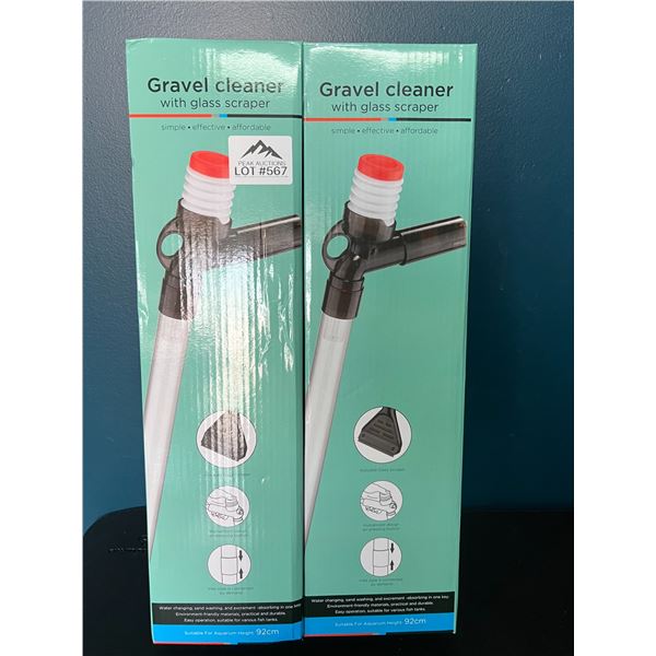 *NEW* Lot of 2 Gravel Cleaners w/ Glass Scrapers for Aquariums
