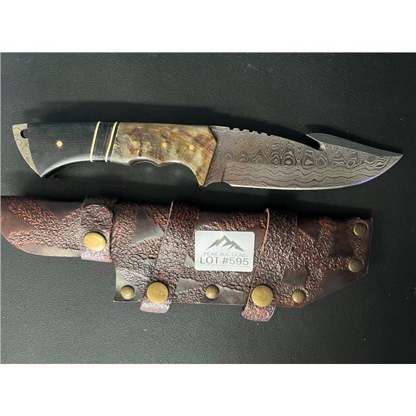 *NEW* Lot of 1 Damascus Steel Hunting Knife w/ Sheath