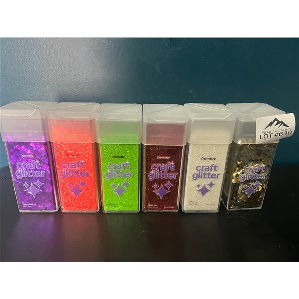 *NEW* Lot of 6 Hemway Craft Glitters (4.5oz each) - Assorted Colours