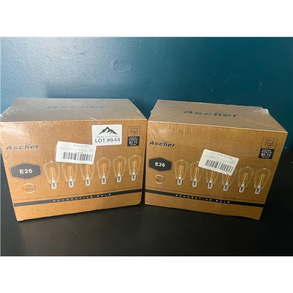 *NEW* Lot of 2 Ascher E26 Vintage LED Edison Lightbulbs (6pcs per pack!) - 12 bulbs total