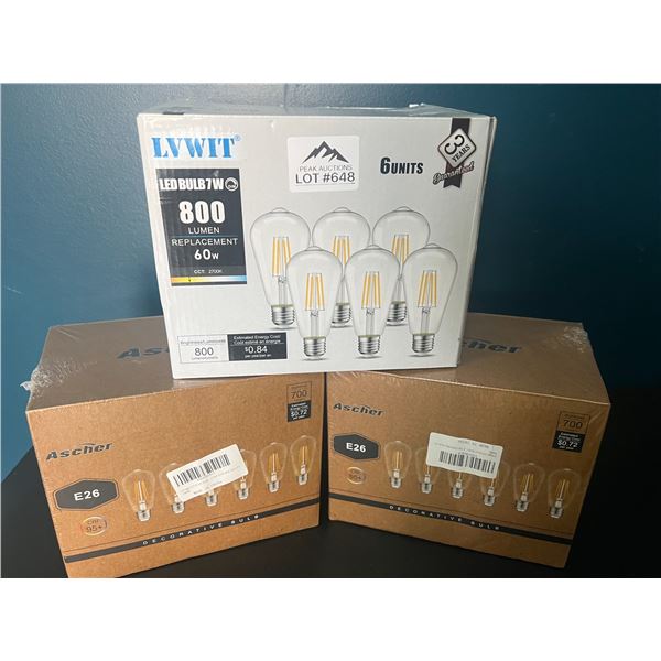 *NEW* Lot of 3 Boxes LED Lightbulbs (Edison Style)