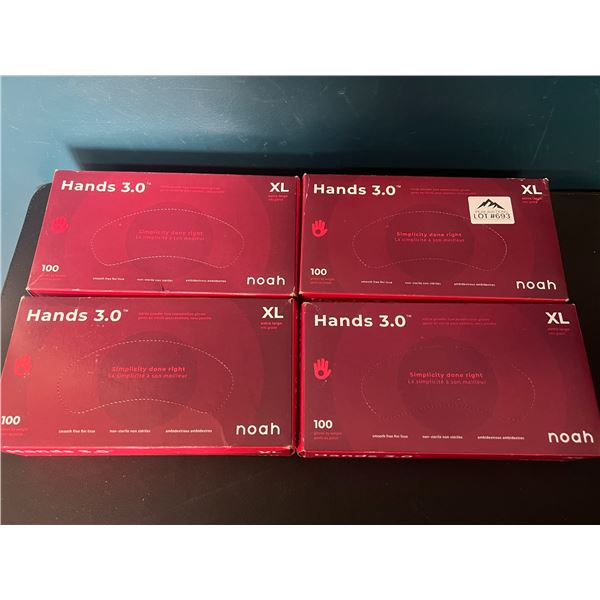 *NEW* Lot of 4 Boxes of Nitrile Gloves (Size XL) - 100pcs per box