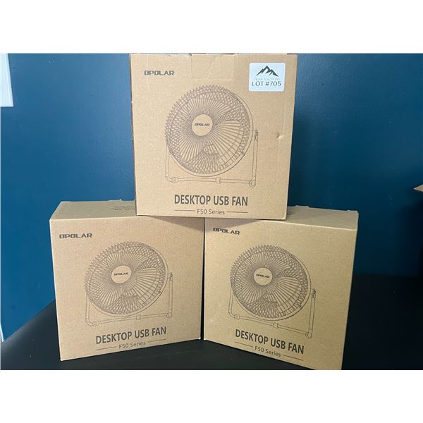 *NEW* Lot of 3 Desktop USB Fans