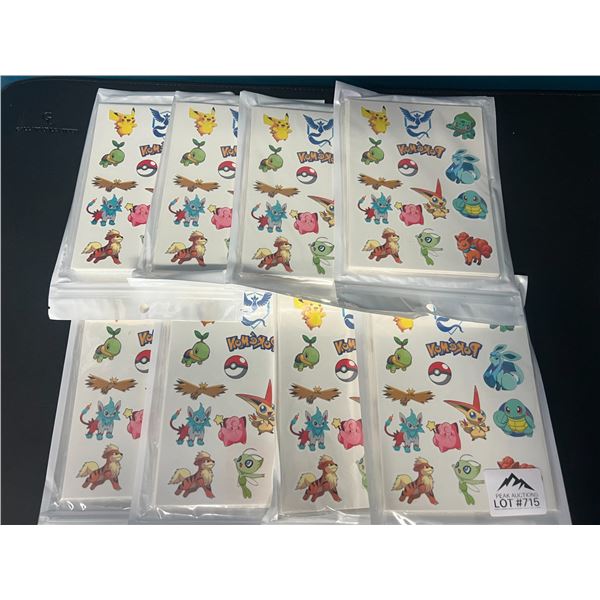 *NEW* Lot of 8 Packs of Pokemon Temporary Tattoos (Multi-Packs - More than 300 Styles per pack!)