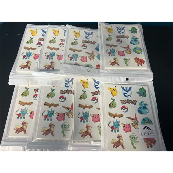 *NEW* Lot of 8 Packs of Pokemon Temporary Tattoos (Multi-Packs - More than 300 Styles per pack!)