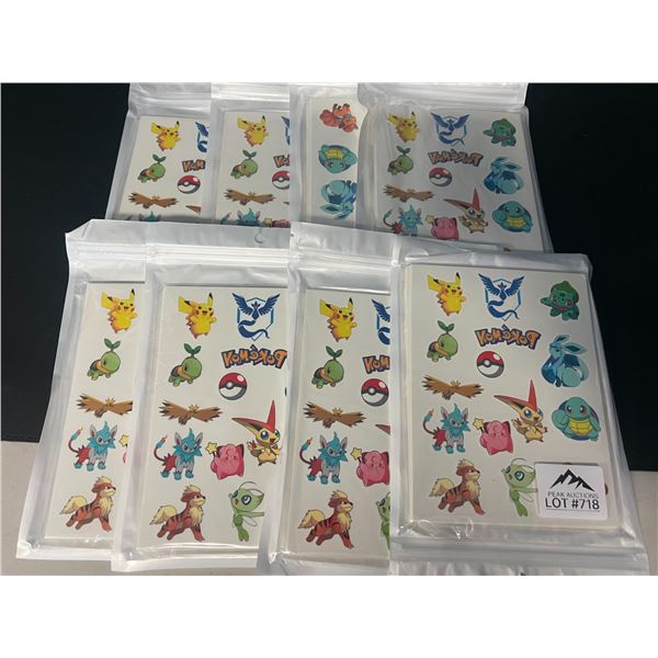 *NEW* Lot of 8 Packs of Pokemon Temporary Tattoos (Multi-Packs - More than 300 Styles per pack!)