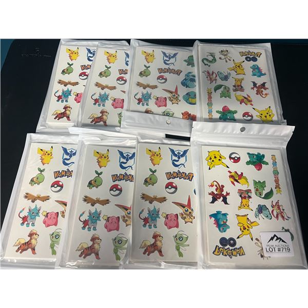 *NEW* Lot of 8 Packs of Pokemon Temporary Tattoos (Multi-Packs - More than 300 Styles per pack!)