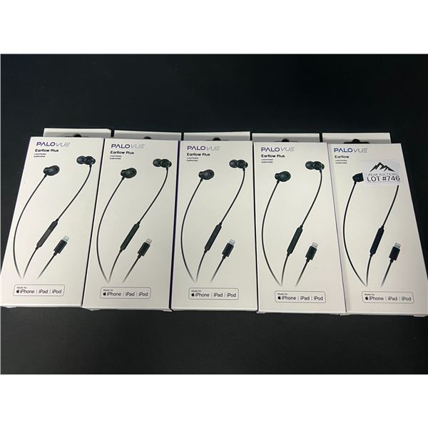 *NEW* Lot of 5 Palovue Earflow Plus Lightning Earphones for Apple Devices