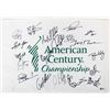 Image 1 : AMERICAN CENTURY PIN FLAG SIGNED BY 20 (GOFF, RICE, PETERSON,?) BECKETT LOA