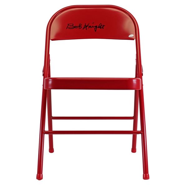 BOB KNIGHT SIGNED METAL FOLDING CHAIR (JSA COA)