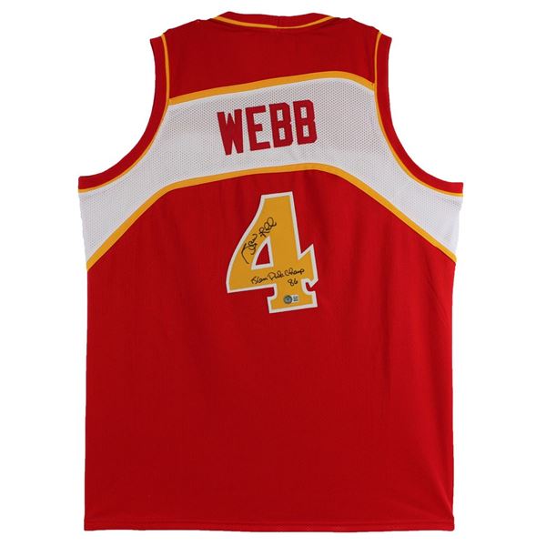 SPUD WEBB SIGNED ATLANTA HAWKS JERSEY (BECKETT COA )