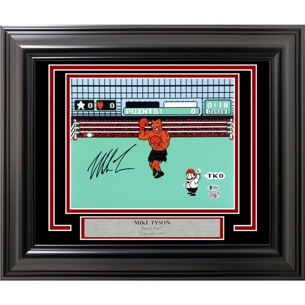 MIKE TYSON SIGNED AND CUSTOM FRAMED PUNCH OUT DISPLAY (BECKETT COA)