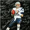 Image 2 : NEW ENGLAND PATRIOTS "A TRUE DYNASTY" TEAM SIGNED TOM BRADY 18 X 24 DISPLAY (FANATICS COA)